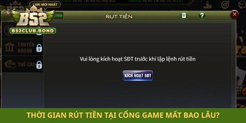 Thời gian rút tiền tại cổng game mất bao lâu?