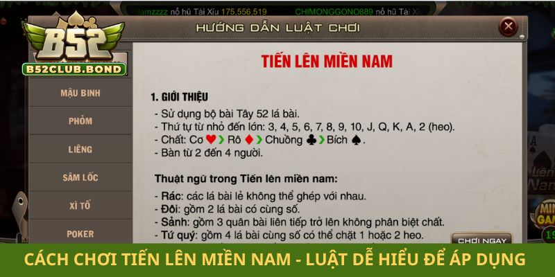 Cách chơi tiến lên miền Nam Cách chơi tiến lên miền Nam - Luật dễ hiểu để áp dụng